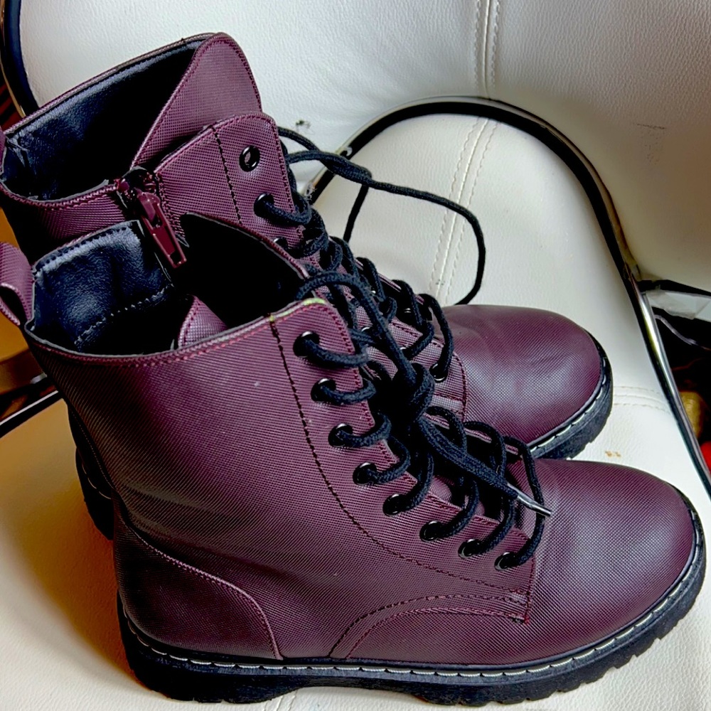 Burgundy/wine colored combat boots